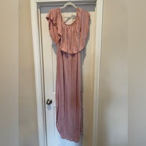 Elegant Pink Maxi Maternity Dress